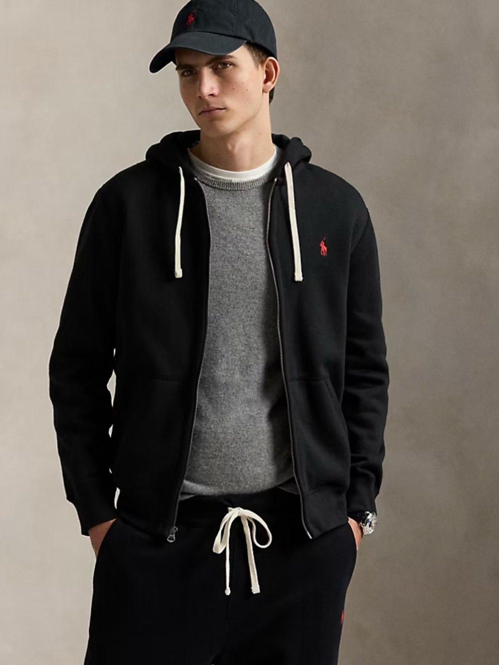 Polo Ralph Lauren Classic Black Fleece Full Zip Hoodie with Red Pony- XL- NWOT
